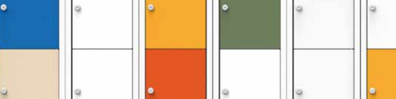 Lockers, ombouw wit, deur in kleur Lockers, ombouw wit, deur in kleur
