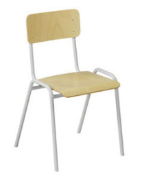 Kantinestoel CS03, Grijs-Berkenhout