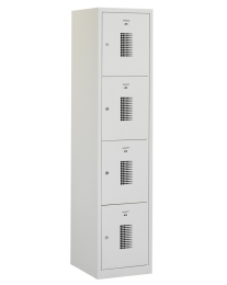Premium locker, 4 deurs, grijs, 40cm breed, geperforeerd