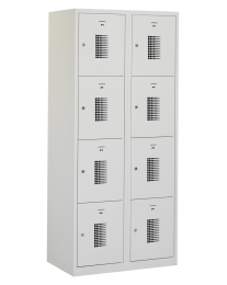 Premium locker, 8 deurs, 40cm breed, grijs, geperforeerd, grijs