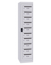 postlocker 10 deurtjes, 1 centrale deur, kleur lichtgrijs