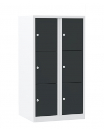 Multi-color locker, halfhoog 111.7 cm, zwarte deurtjes, 2 kolommen