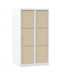 Multi-color locker, halfhoog 111.7 cm, ivoorkleurige deurtjes, 2 kolommen