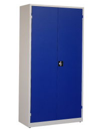 Zwaarlastenkast OFFDMCH hoogte 195cm, breedte 100cm diepte 45cm
Kleur ombouw grijs, RAL 7035, kleur deuren blauw RAL5010