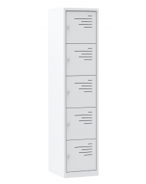 Locker Wit-Stripe SHT, 1 kolom 40cm breed, 5 kastjes
